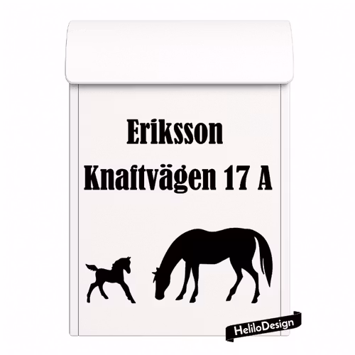 DEKAL TILL BREVLÅDA, HÄST MED FÖL (20x20cm)