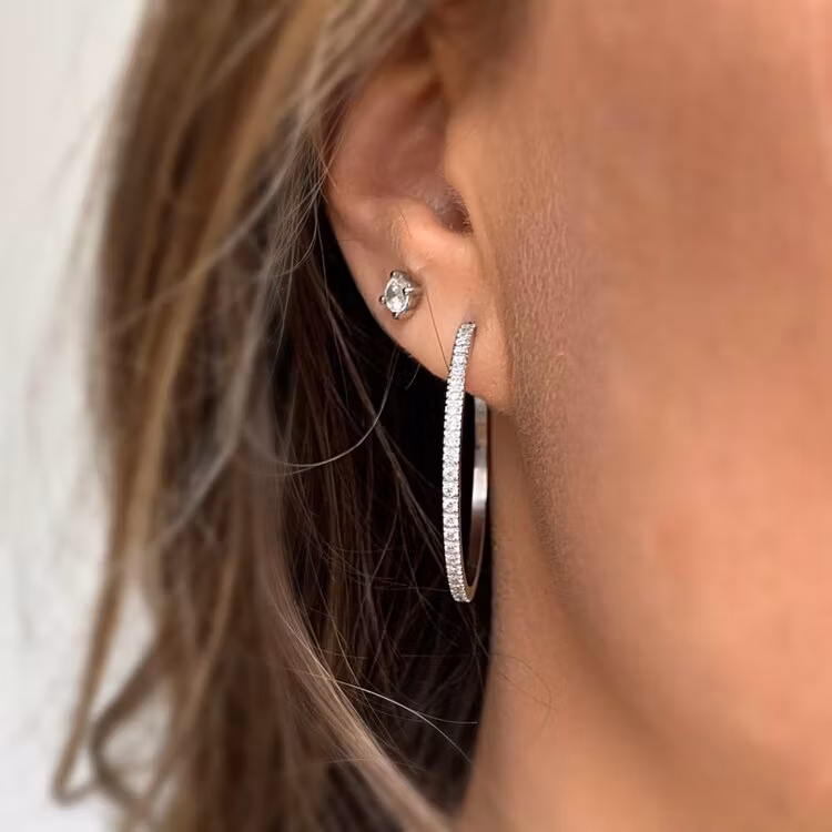 Bud To Rose Crown Hoop Örhängen- Steel
