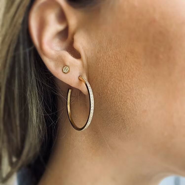 Bud To Rose Crown Hoop Örhängen- Guld