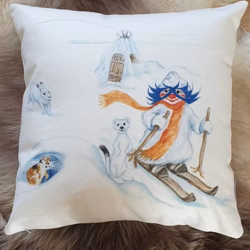 Kuddfodral Plupp åker skidor