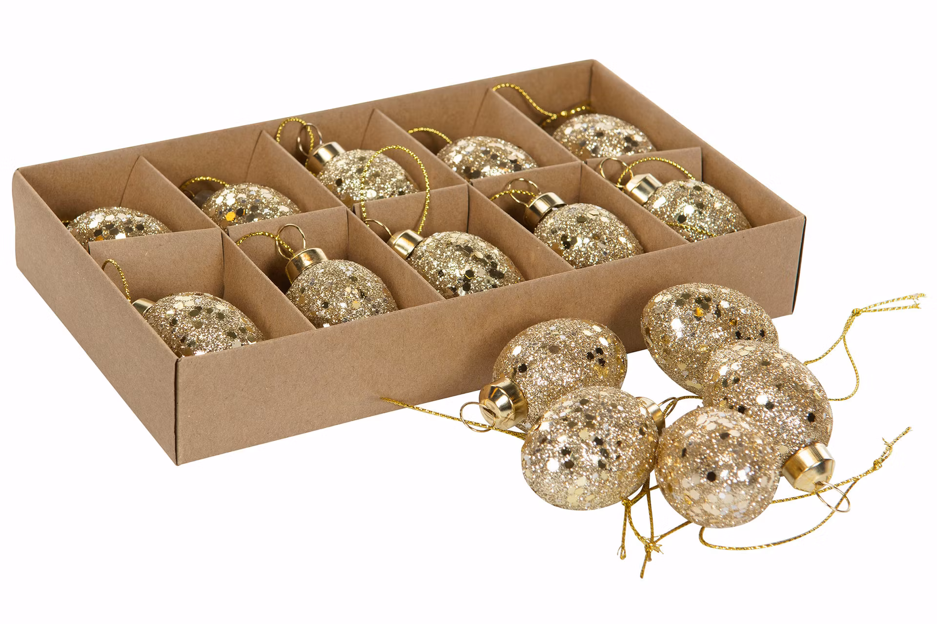 10 glasägg guld/glitter