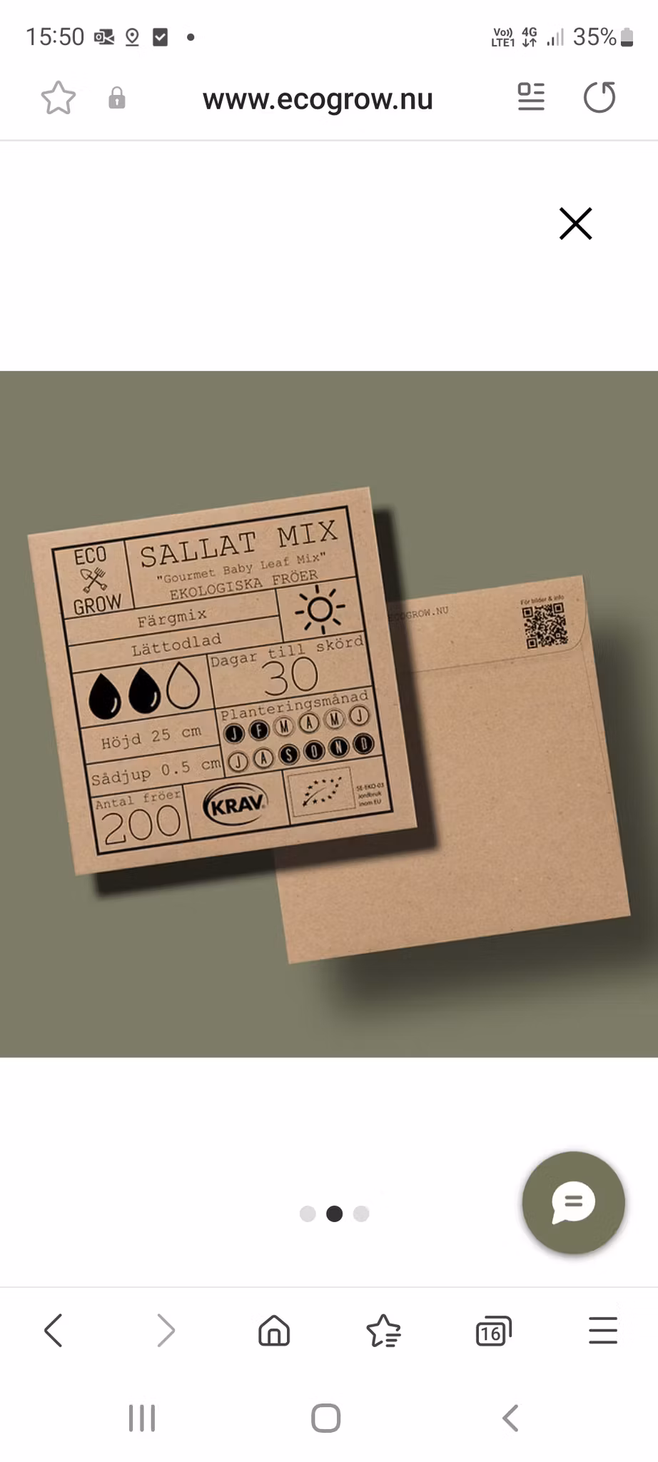Sallat Mix Gourmet Baby Leaf Mix KRAV