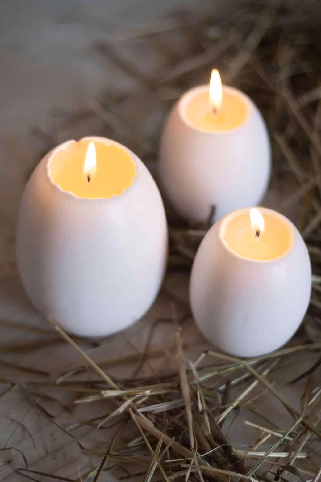 Gåsägg med gula ljus