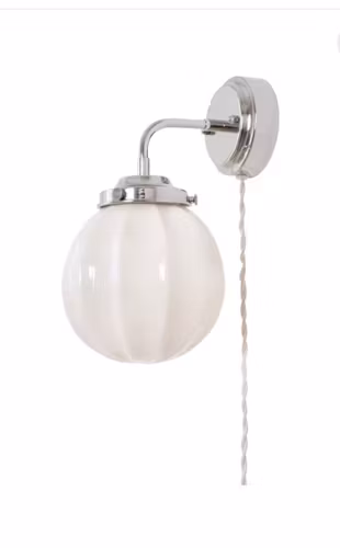 Vägglampa Marit Nickel/Opal Beige Liten Munblåst