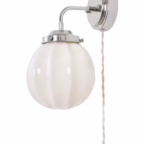 Vägglampa Marit Nickel/Opal Beige Liten Munblåst