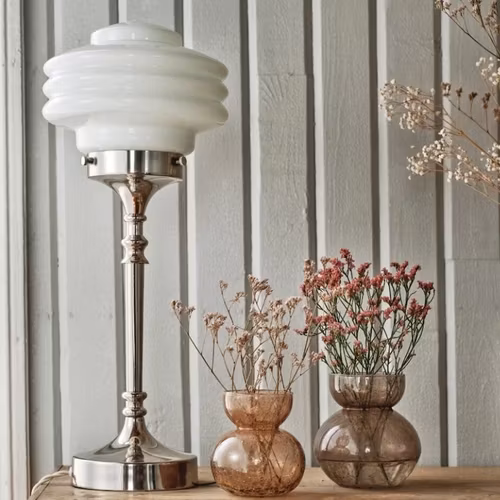 Bordslampa Valter Nickel/Opal Vit Munvbåst
