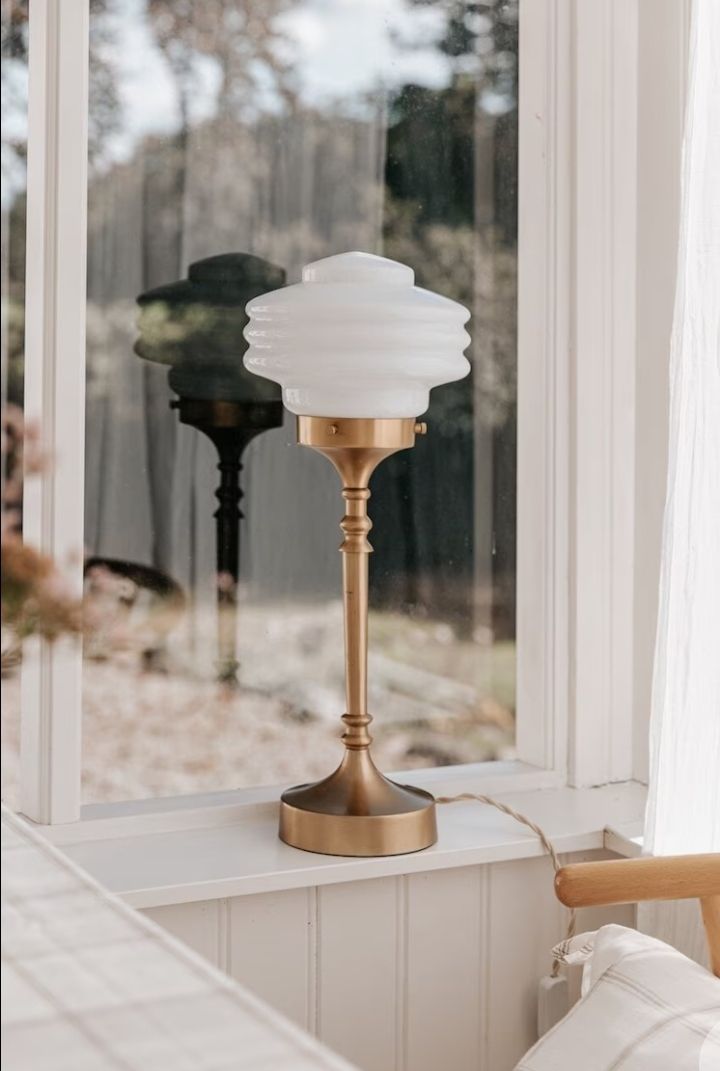 Bordslampa Valter Nickel/Opal Vit Munblåst