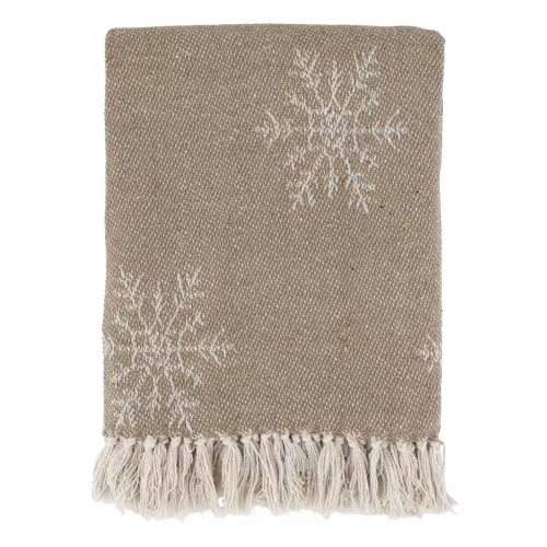 Lattefärgad filt med broderade iskristaller