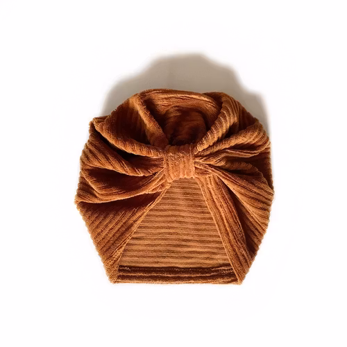 Turban -  Karamell velour med manchesterlook