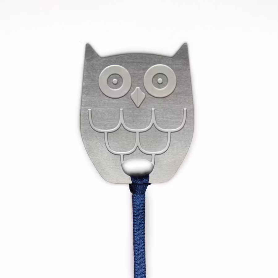 Bokmärke, häpen uggla, nysilver