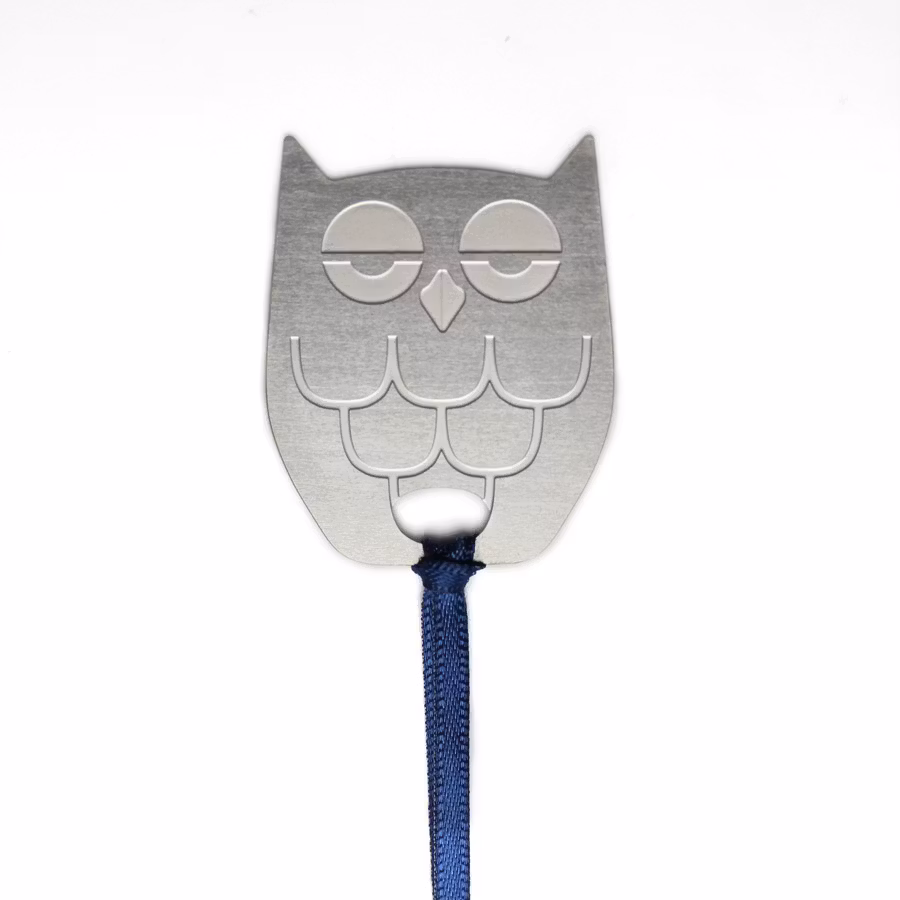 Bokmärke, sömnig uggla, nysilver
