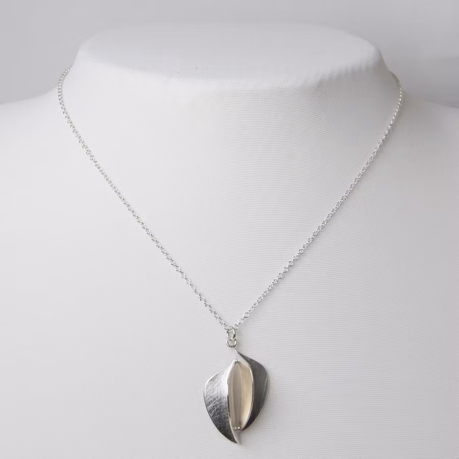 Halsband silver - bladverk, 2 blad