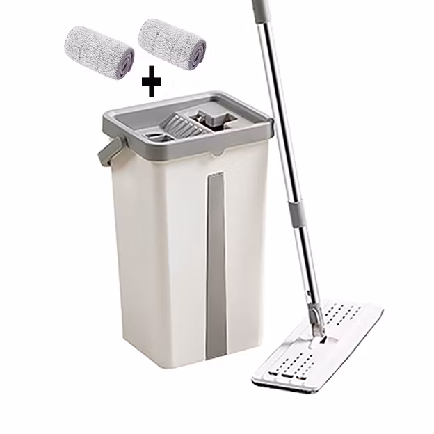 Golvmopp / flatmopp med hink, skaft 152cm
