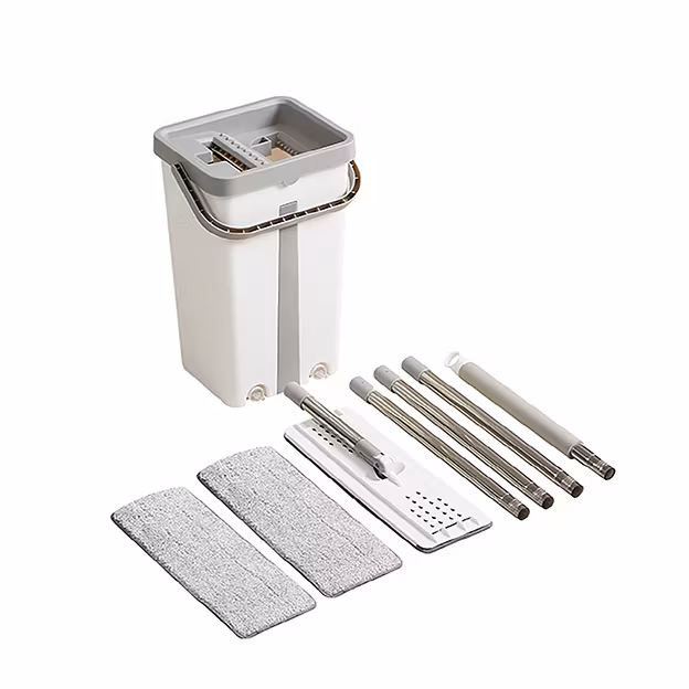Golvmopp / flatmopp med hink, skaft 152cm