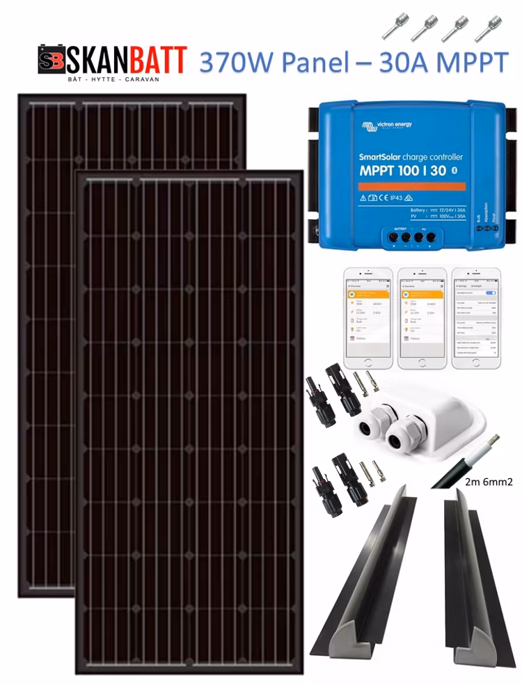 SKANBATT Solcellepakke Bobil 370W - VICTRON MPPT 30A