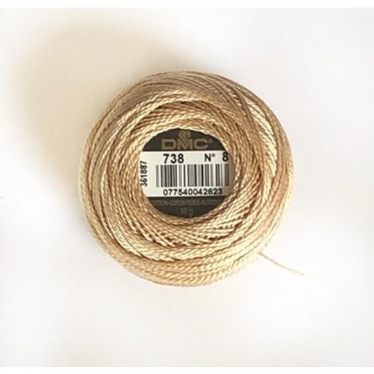 Pärlgarn nr 8 beige 738