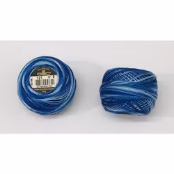 Pärlgarn nr 8 blå melerad 121