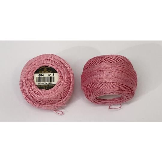Pärlgarn nr 8 rosa 604
