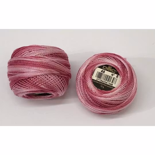 Pärlgarn nr 8 rosa melerad 48
