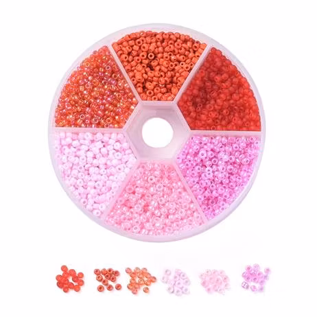 Seedbead 4mm 6 färger rosa & röd