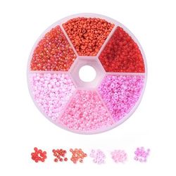 Seedbead 4mm 6 färger rosa & röd