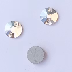 Kristallpärla platt rund 12mm ljus guld