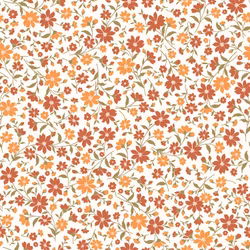 Bomullspoplin blommor orange gul 20cm