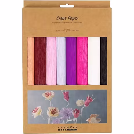 Kräppapper lila & rosa 8-p