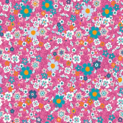 Bomullspoplin blommor cerise