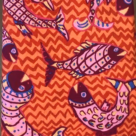 Bomullstyg fiskar Kaffe Fassett per dm