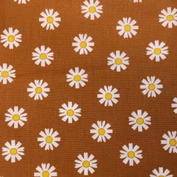 Bomullstyg blommor lejongult
