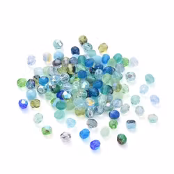Glaspärla blågrön mix