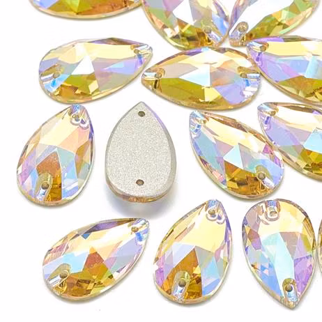Glasdroppe platt blek guld AB