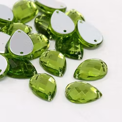 Pärla 10x14mm droppformad grön 10-p
