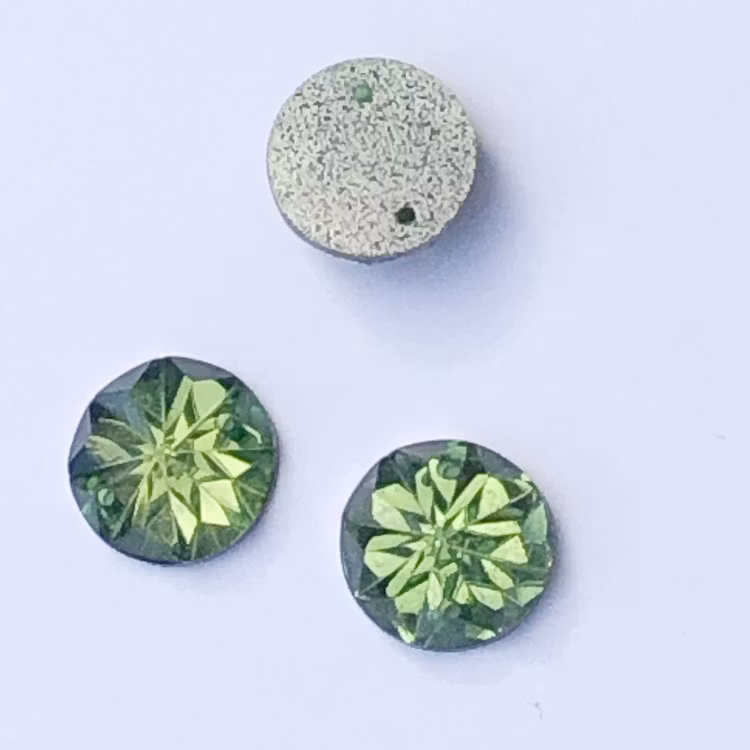 Pärla platt rund 12mm facetterad pistagegrön 3-p