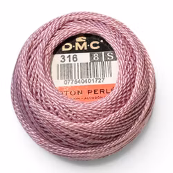 Pärlgarn nr 8 rosa 316