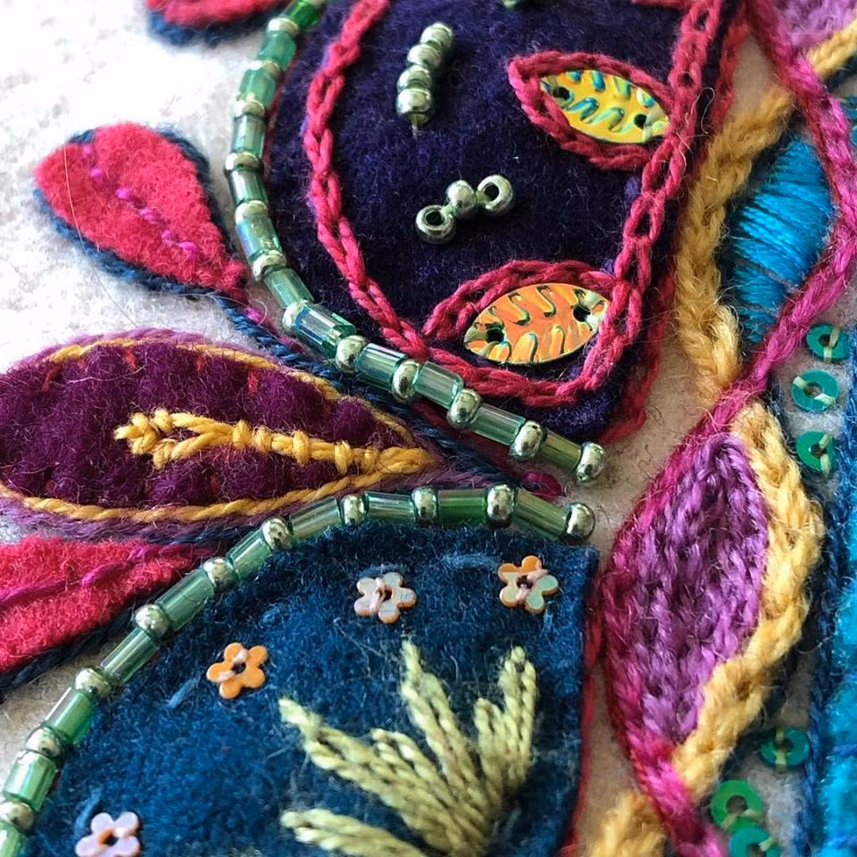 Kurs Yllebroderi med applikationer ONLINE april maj 2026