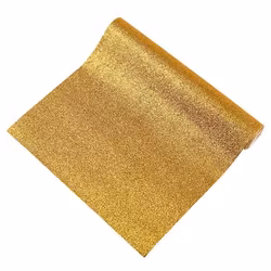 Skinnimitation guldgul glitter 10x10cm