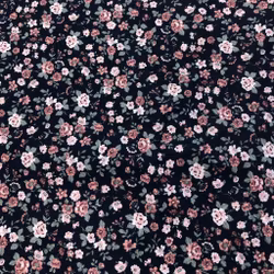 Bomullstyg mörkblått blommigt