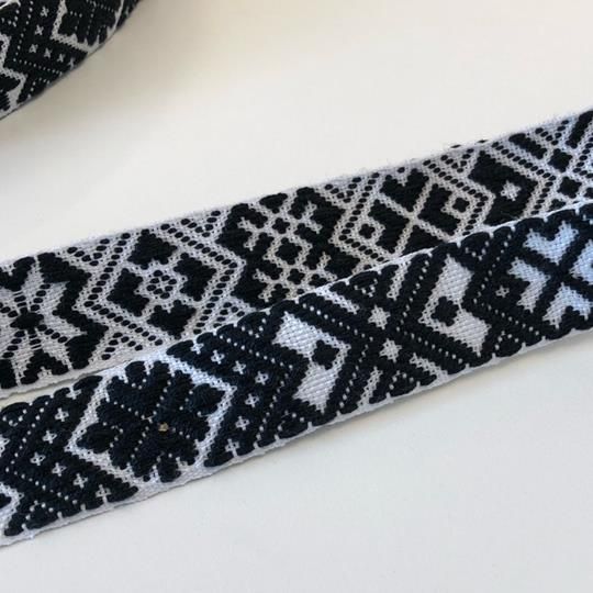 Allmogeband svartvitt 25mm