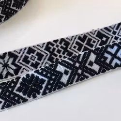 Allmogeband svartvitt 25mm