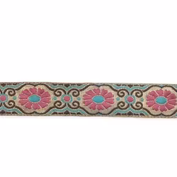 Decorative ribbon gold with pink flowers