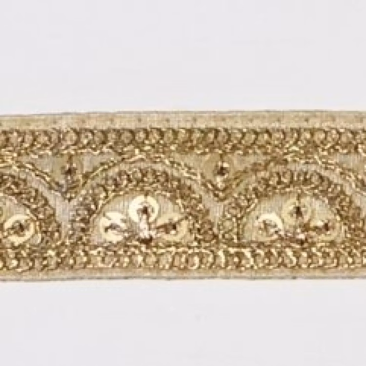 Dekorband beige med gulddekor