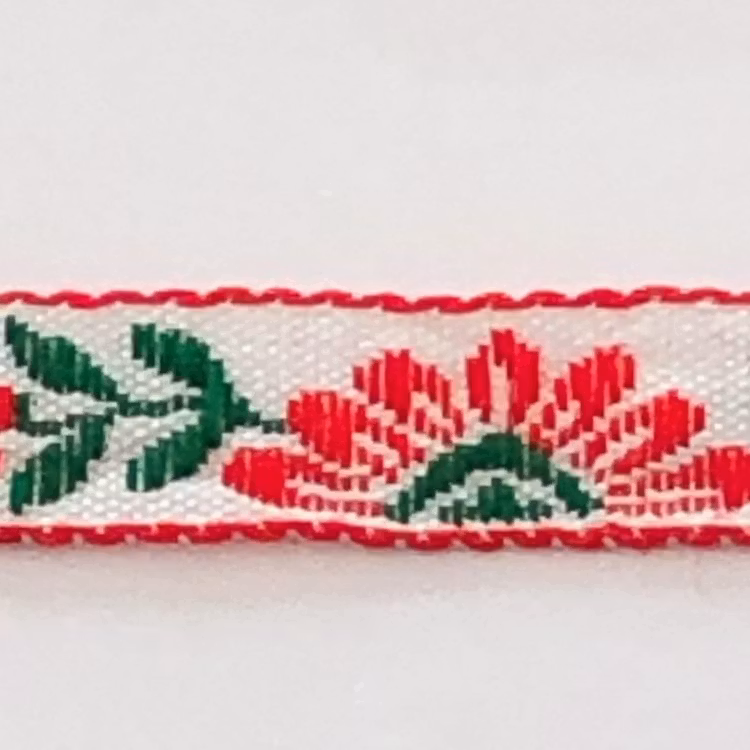 Dekorband blommor rött & grönt