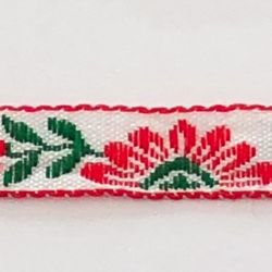 Dekorband blommor rött & grönt