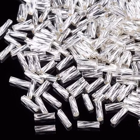 Stavpärla 6mm glas silverlined twisted