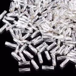 Stavpärla 6mm glas silverlined twisted