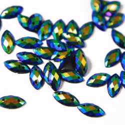 Pärla oval platt 8x4mm blågrön 12-p