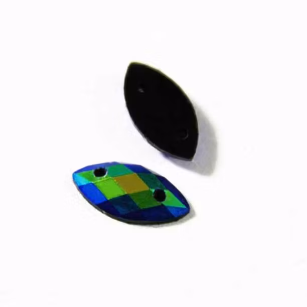 Pärla oval platt 8x4mm blågrön 12-p