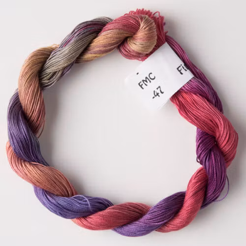 Merceriserad fin bomull cerise-orange-grön 47